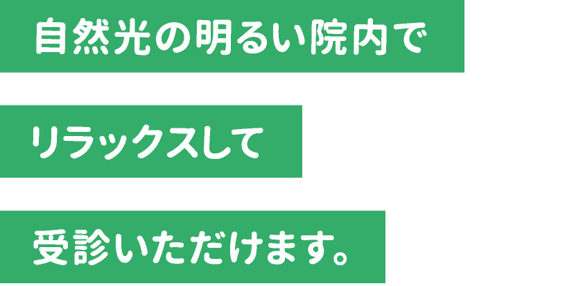 自然光の明るい院内でリラックスして受診いただけます。