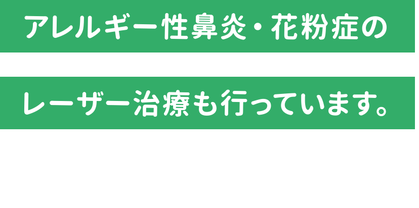 アレルギー性鼻炎・花粉症のレーザー治療も行っております。